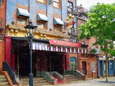 東京ディズニーシー_ウォーターストリートの街角(油絵風)