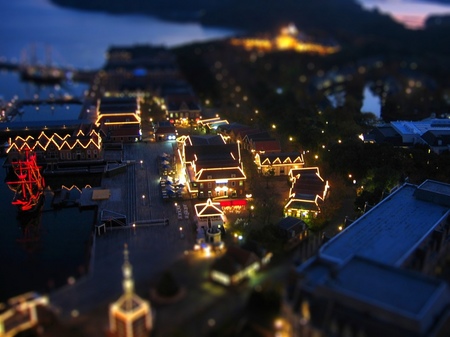 ハウステンボスの夜景_ジオラマ風